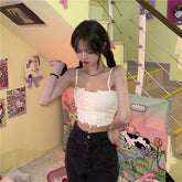 Sexy Solid Skinny Spaghetti Strap Crop Tops